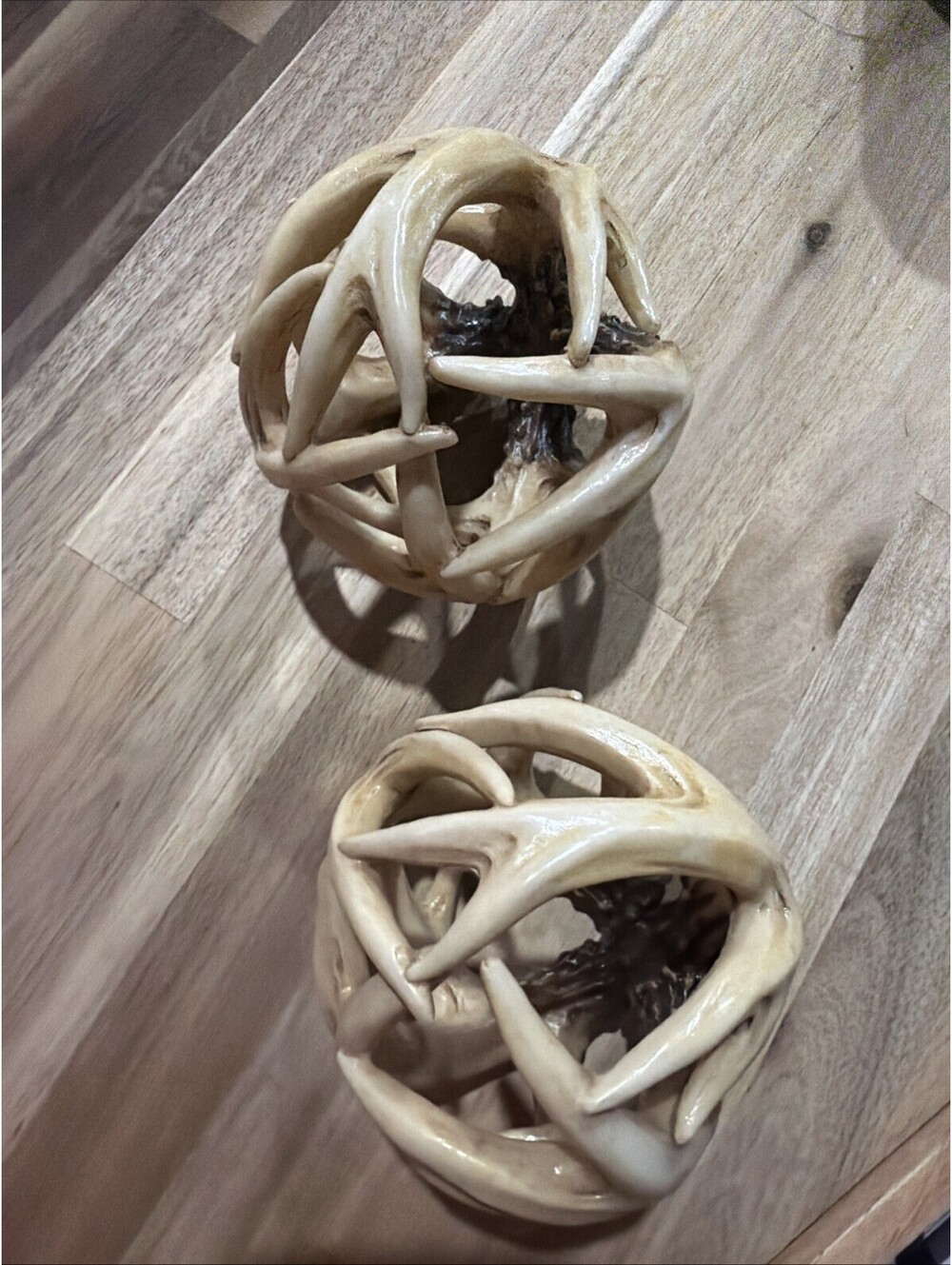 Decorative Handcrafted Antler Ball Ornaments Set of 2